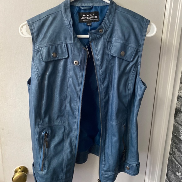 Brand new Montanaco faux leather vest size S, blue - Picture 2 of 4